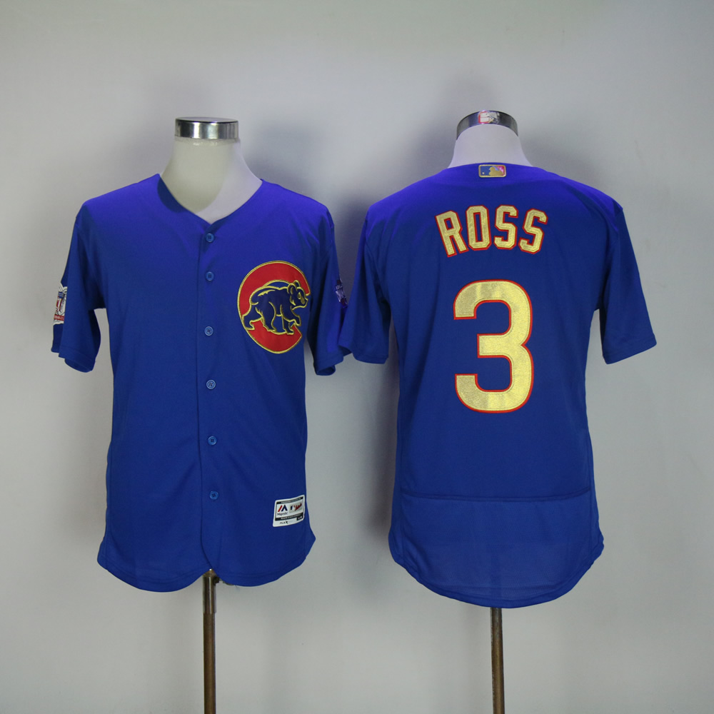 Men Chicago Cubs 3 Ross Blue Champion MLB Jerseys